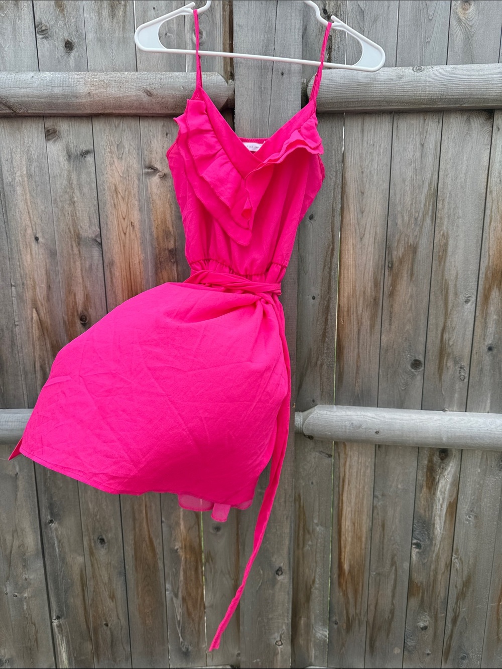 Lush Hot Pink Ruffle-Front Mini Dress